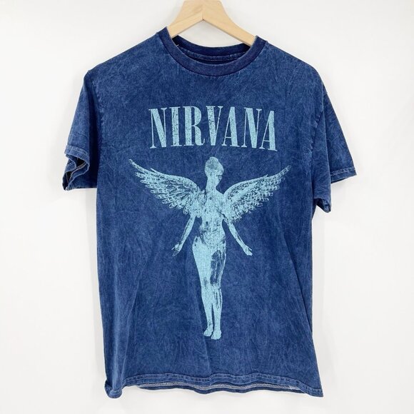 NIRVANA Tops - Nirvana T-Shirt Blue Graphic Tee Size M In Utero Album 100% Cotton Unisex
